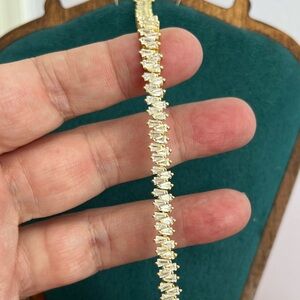 Elegant Gold Women's Kite-shaped CZ Bracelet 14k GF 7.5”